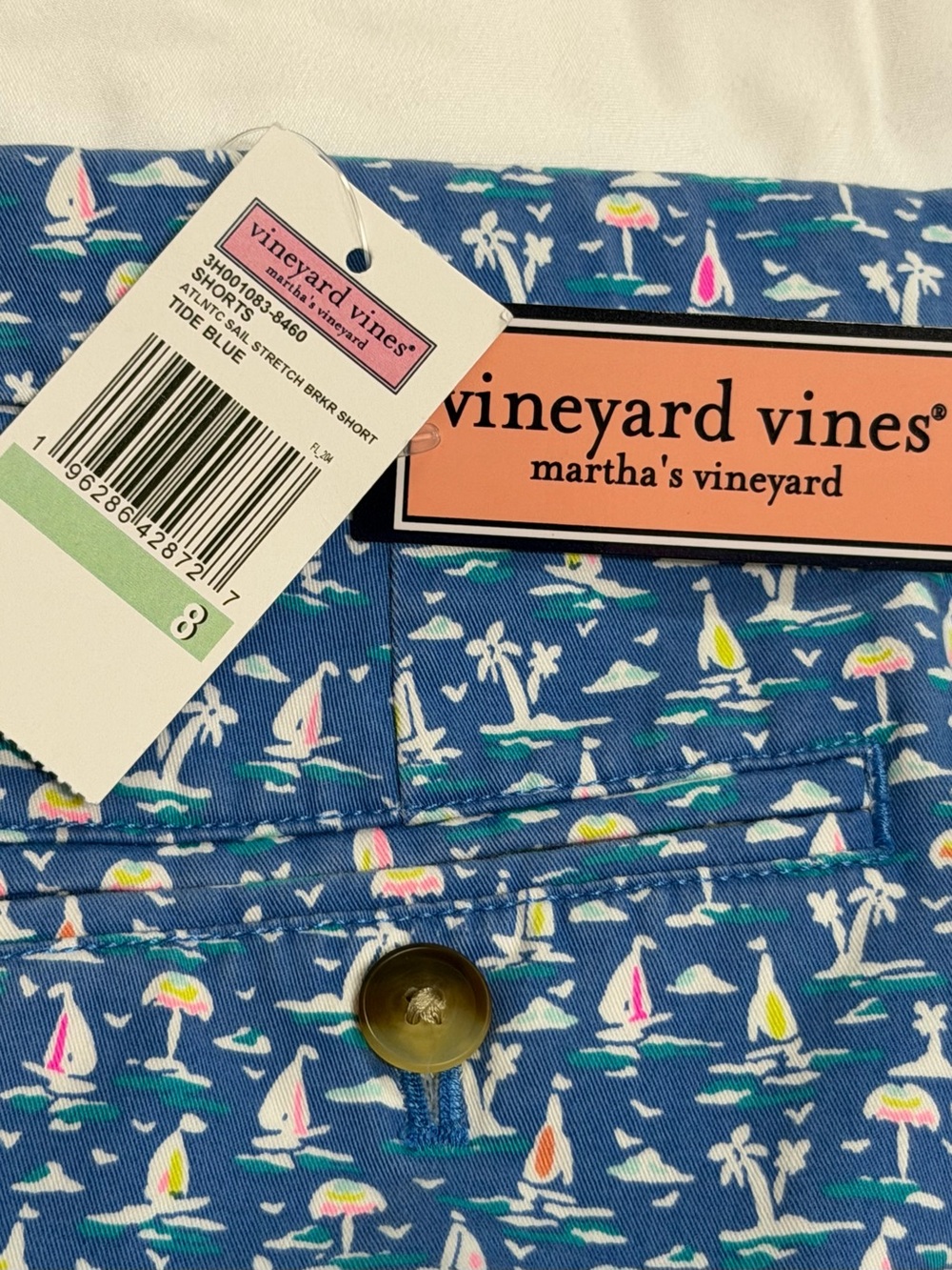 NWT Vineyard Vines Boys Breaker Shorts Blue Size 8 Blue Nautical Palm Tree - Picture 8 of 8
